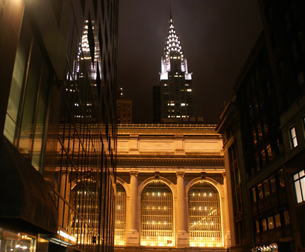 Chrysler Building reflections in Grand Central Station 