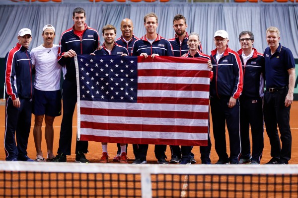 USA Davis Cup team celebrate a previous victory